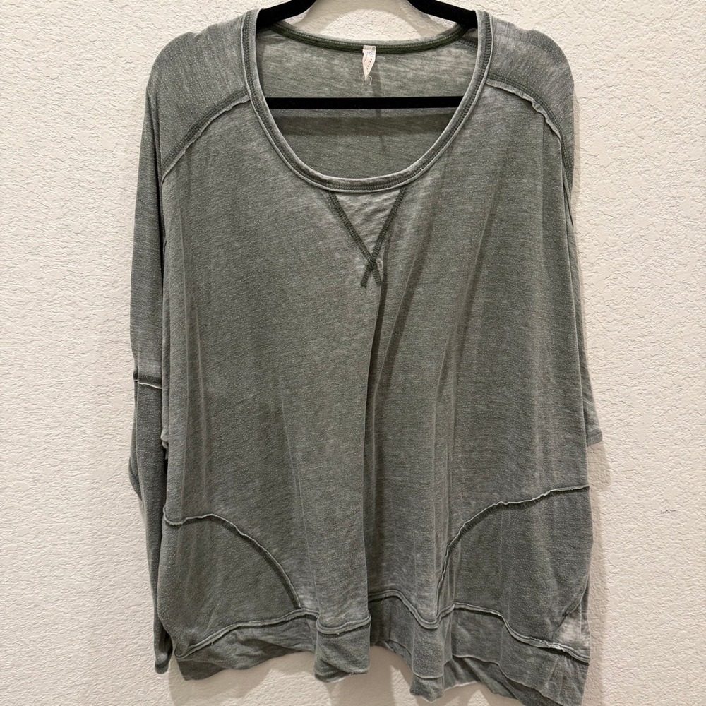 Free People FP Movement Womens Olive Green Oversized Dolman Long Sleeve Top L